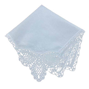 مناديل نسائية مطرزة قابلة لالطباعة هدايا عيد الميلاد وحفلات الزفاف للنساء 12 بوصة × 12 بوصة وشاح مربع منديل دانتيل قطني أبيض - Product Image 1