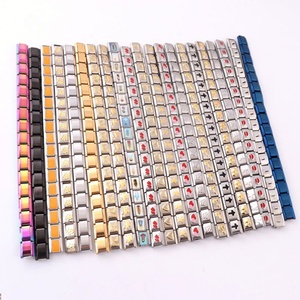Bracelet à breloques italien, bijoux en diamant et perles, unisexe, classique, tendance, en acier inoxydable, bracelet élastique, forme géométrique, amour - Product Image 1