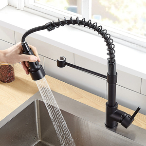 Grifos de <span class=keywords><strong>Cocina</strong></span> <span class=keywords><strong>Gourmet</strong></span> Extraíbles con LED, Grifos Mezcladores de Agua Fría y Caliente, Grifo de Fregadero de Latón y Cobre Negro para <span class=keywords><strong>Cocina</strong></span> - Product Image 3
