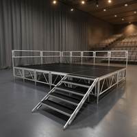 Structure de scène modulaire en alliage d'aluminium, rectangulaire, noire, antidérapante, connexion rapide, installation facile