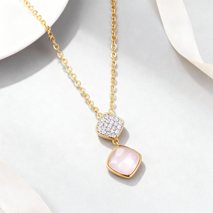 Natural Stone White Shell Fine <strong>Jewelry</strong> Sterling <strong>Silver</strong> 925 Gemstones Pendant Rose Gold Plated Trendy Gift Necklaces Earrings Set - Product Image 5