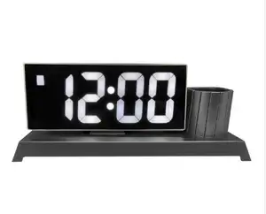 Customized Funny Multi-function pen holder penstand LED alarm clock modern digital clocks