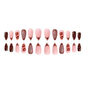 <span class=keywords><strong>Uñas</strong></span> Postizas de Estilo Europeo con Estampado de Leopardo en Ámbar Suave, Degradado <span class=keywords><strong>Rosa</strong></span> Translúcido, Gris Marrón Dorado, Decoración de Longitud Corta - Product Image 5