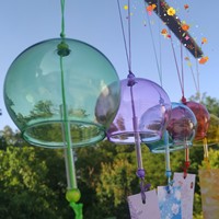 Cloches à vent suspendues en verre borosilicate soufflé à la main Edo, style japonais, vitrail, décoration de balcon, publicité commerciale