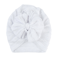 Adorable Turban Bébé à Volants avec Grand Volant et Nœud Désordonné en Tissu Polyester Style Européen-Américain