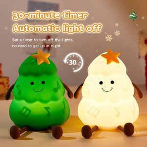 Pequeña Lámpara Nocturna de Silicona con Forma de Árbol de Navidad para Niños, Lámpara LED Recargable por USB, Lámpara de Noche Suave al Tacto, Regulable, Regalo Navideño para Dormitorio - Product Image 4