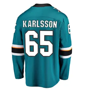 2023 Neues Großhandel Individuelles Namensnummern-Säume Eishockeyrollen San Jose 65 Erik Karlsson 62 Kevin Labanc 39 Logan Couture