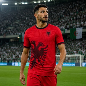 Costume d'Albanais Personnalisé, Uniforme de Football, Maillot de Football, T-shirt et Short avec Drapeau de l'Albanie pour Enfants - Product Image 1