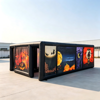 Grande maison gonflable de labyrinthe hanté pour Halloween, en PVC imprimé sur mesure, installation facile pour événements commerciaux extérieurs et jardins