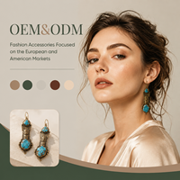 Boucles d'oreilles pendantes vintage en turquoise plaqué bronze antique, personnalisées OEM/ODM, vente en gros