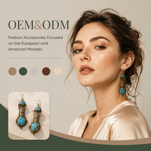 Pendientes Largos Bohemios Vintage Personalizados al por Mayor, de Cobre Antiguo con Turquesa Sintética, Joyería Étnica Hipoalergénica Bañada en Oro - Product Image 1