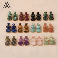 Collier Fantaisie Incrusté de Cuivre en Mélange de Pierres Précieuses de Luxe : Quartz Fraise, Améthyste, Quartz Rose, Amazonite et Apatite Bleue
