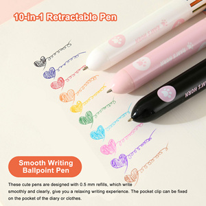 עט כדורי צבעוני 10 ב-1 בצורת כף רגל חתול חמודה של מקרון, 0.5 מ\\\"מ, סיטונאי - Product Image 5