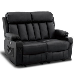 Canapé-lit inclinable électrique avec chauffage et massage, porte-gobelets, port de charge USB, design moderne en similicuir, cadre en métal - Product Image 1