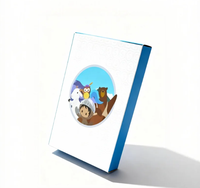 Boîte cadeau coulissante imperméable de qualité supérieure avec personnage de dessin animé, doublure en éponge, imprimé bleu et blanc, emballage recyclable pour enfants