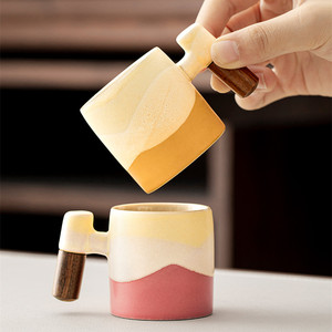 <span class=keywords><strong>Set</strong></span> di tazze da caffè in stile MSH mediorientale in ceramica Arabia saudita 4 tazze <span class=keywords><strong>con</strong></span> manico in legno - Product Image 4
