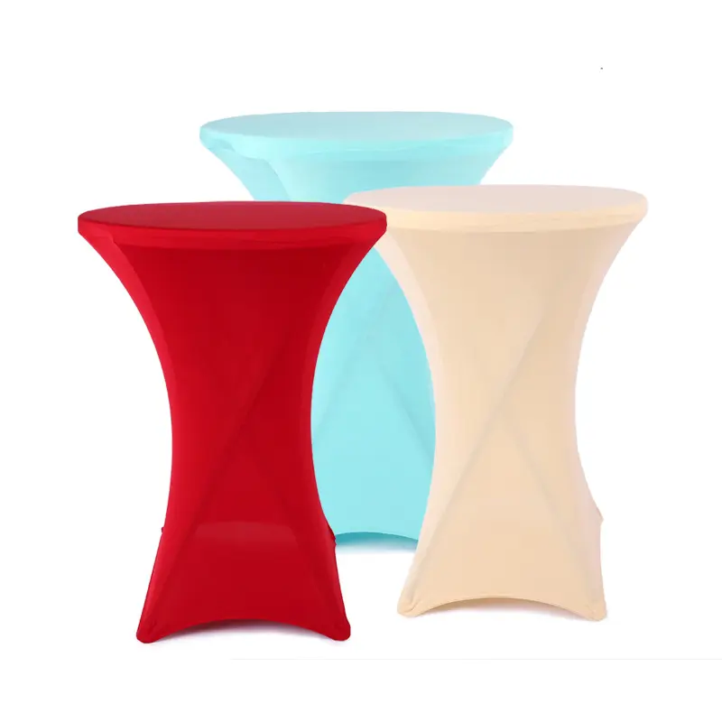 현대 간단한 순수한 색깔 뻗기 스판덱스 칵테일 테이블 덮개 호텔 결혼식 연회 높은 발 테이블 덮개