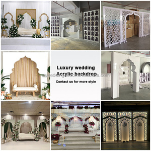 Arche de décoration de fond en métal doré lisse de style palais indien, design islamique pour mariage indien, toile de fond murale pour mariage indien - Product Image 6