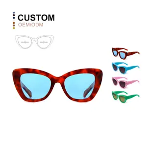 Trendy Sunglasses 2024 High Quality Pink Cat Eye Fashion Shades Acetate Luxury Custom Designer Sunglasses Women