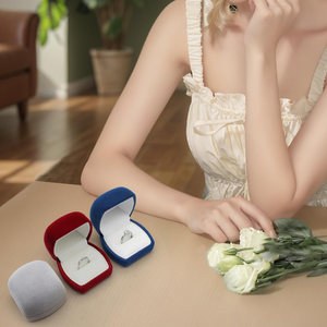 Compact Mini Iron Velvet Simple Round Jewelry <b>Box</b> with Buckle Closure Wide <b>Ring</b> Proposal Gift Display Packaging - Product Image 4