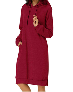 Vente en gros de <span class=keywords><strong>robe</strong></span> tunique à <span class=keywords><strong>capuche</strong></span> avec poche et manches longues <span class=keywords><strong>robe</strong></span> pull à <span class=keywords><strong>capuche</strong></span> <span class=keywords><strong>sweat</strong></span> d'hiver <span class=keywords><strong>robe</strong></span> longue de couleur unie à manches longues pour femmes - Product Image 3