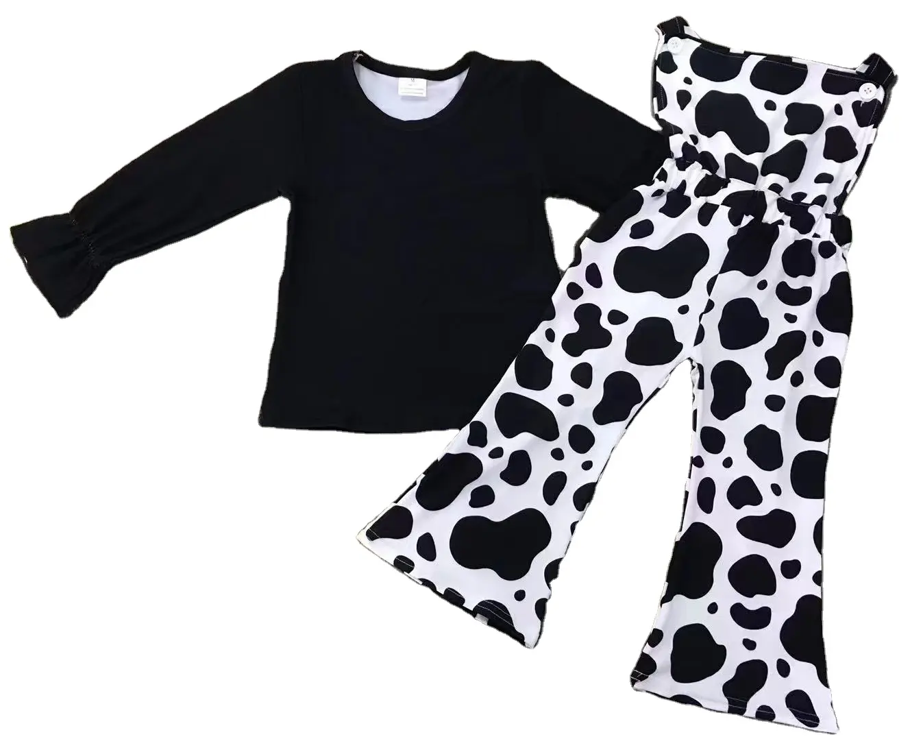 Autunno manica lunga mucca stampa due pezzi ragazze bellissimo design di moda vendita calda boutique set