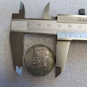 Moneda HOBO de Níquel de 1974, Medio Dólar Estadounidense, Presidente <span class=keywords><strong>Kennedy</strong></span>, Diseño de Calavera, Estilo Punk, Arte Retro, Moneda Antigua de Metal, Moneda de la Suerte - Product Image 6