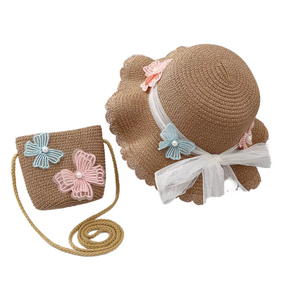 Đi Đảng Mũ Rơm Ngọt Ngào Cho Cô Gái Trẻ Em Mùa Hè Bãi Biển Mũ Và Túi Xách Bộ Dễ Thương Ren Công Chúa Mũ Và Túi Rơm Hai Mảnh Bộ - Product Image 2
