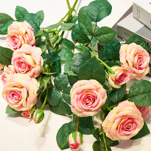 Flor de simulación de rosa de 7 cabezas, decoración de boda, arreglo floral para el hogar, decoración de mesa de comedor - Product Image 1