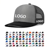 Casquette de baseball à 6 panneaux avec patch en cuir brodé personnalisé, casquettes de camionneur en maille personnalisées 112