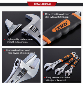 ประแจเหล็กคาร์บอนแบบปรับได้ตัวชี้วัด DIY เครื่องมือซ่อมแซมรถยนต์ปรับได้โครเมี่ยม OEM สำหรับใช้ในชีวิตประจำวันในการตั้งค่าอุตสาหกรรม - Product Image 5