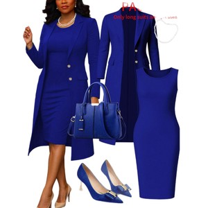 Completo <span class=keywords><strong>da</strong></span> <span class=keywords><strong>donna</strong></span> 2026: Blazer a maniche lunghe + Abito lungo - Set due pezzi invernale streetwear africano per l'ufficio - Product Image 6