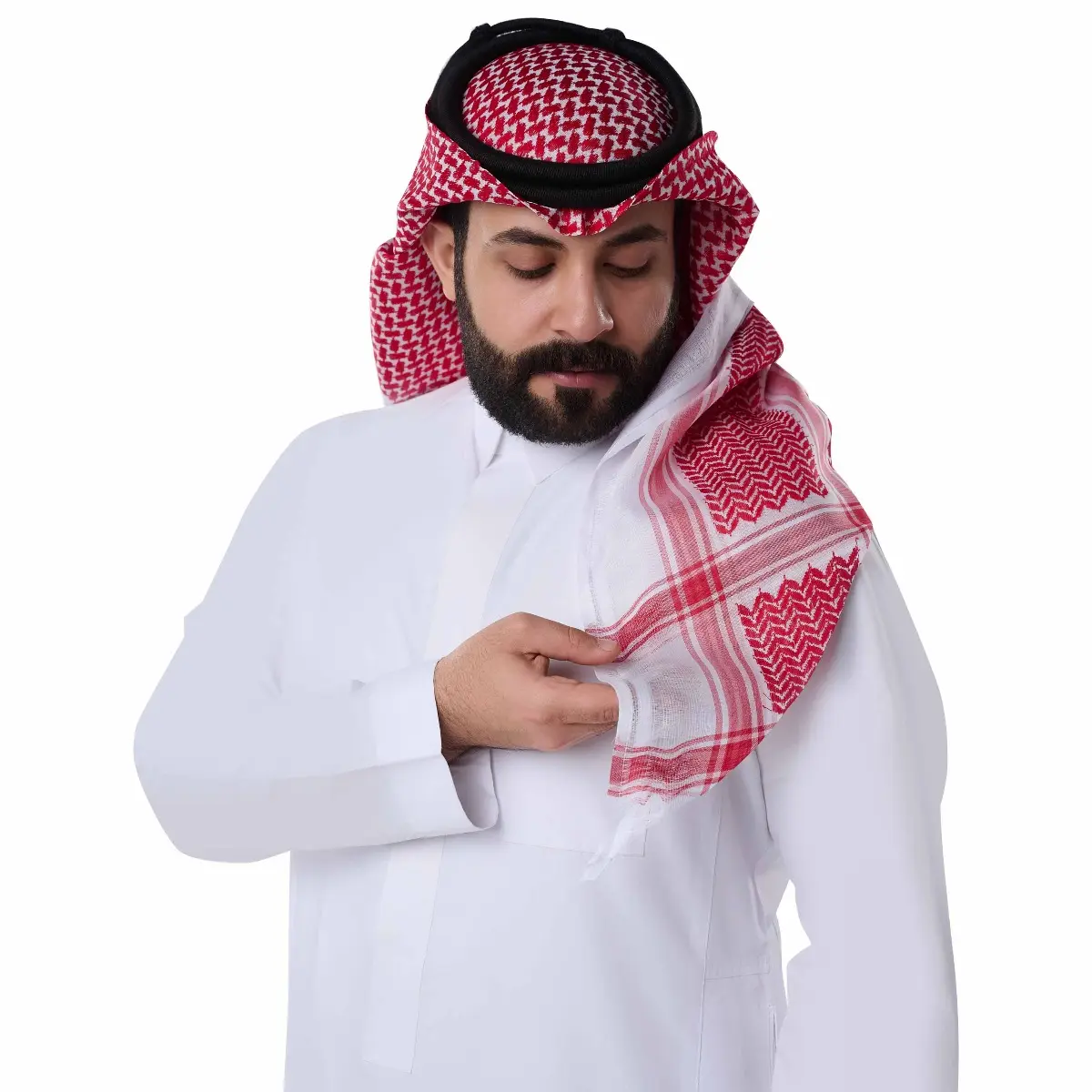 卸売伝統的なアラブ男性ヘッドスカーフオマーンアラビアシェマースカーフスカーフ男性高高級品質4面ジャカード
