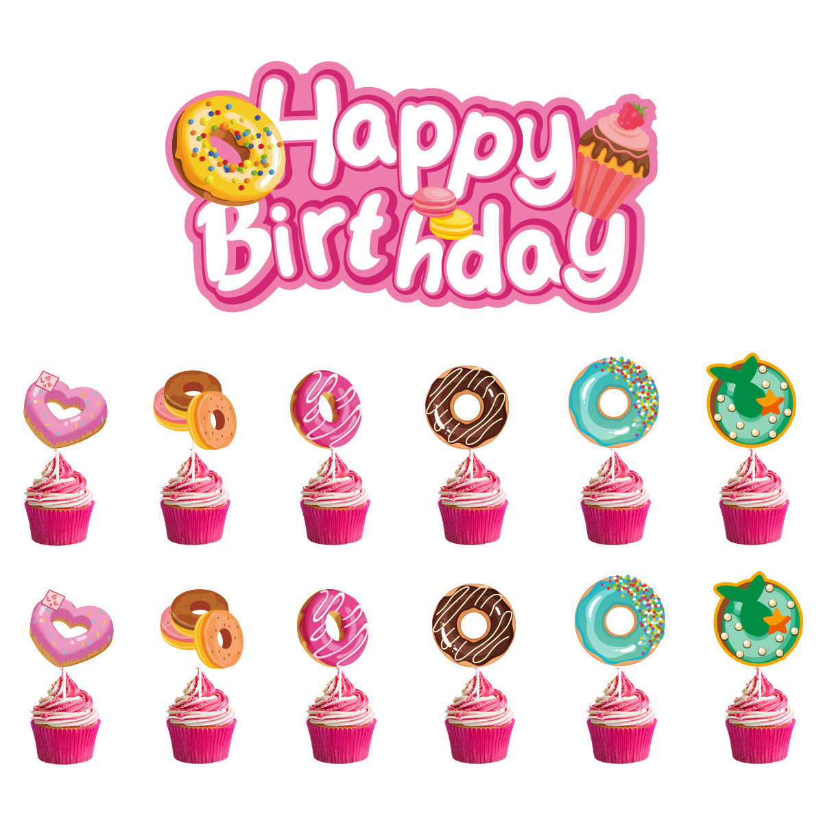 Donut cake size stickers 12 small 1 large