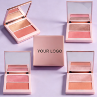 Palette de maquillage en poudre Duo Blush Highlighter 2-en-1 en gros, végane, longue tenue, éclatante, pour les joues, avec logo personnalisé
