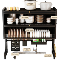 Égouttoir de cuisine moderne à double couche, multifonctionnel en métal et PC, organisateur de vaisselle anti-poussière avec drain pour usage domestique