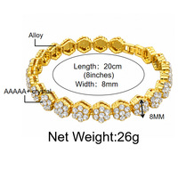 Bracelet en alliage pour homme, motif fleur de prunier incrusté de strass, style hip-hop, bijou tendance