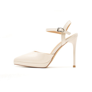 Escarpins à talon aiguille et bout pointu 1087B avec bride cheville, doublure en cuir, couleur unie, bout ouvert, pour femme - Product Image 5