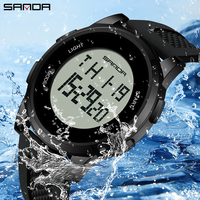 SANDA 9067 Neue Luxuriöse Antike Herren Outdoor-Sportuhr mit Chronograph, Alarm, Digitalanzeige, HD-LED, Leuchtfunktion und 5BAR Wasserdichtigkeit