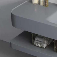 Vente directe d'usine, armoire de salle de bain murale avec lavabo en résine, différentes couleurs et miroir pour salle de bain d'hôtel
