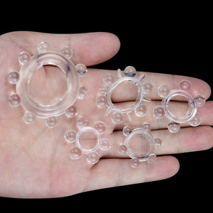 <b>TPE</b> Penis Ring With Beads Transparent Delay Ring For Couples Adult Sex Toy - Product Image 5