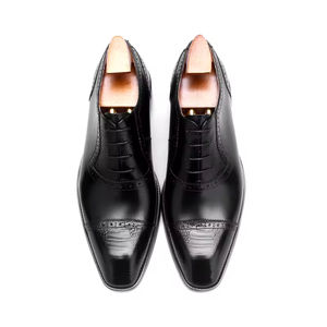 Chaussures Oxford de mariage pour homme en cuir véritable, style italien haut de gamme, lacées, imperméables, couleur Evergreen - Product Image 4