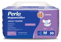 PERLA XL Wirtschaftliche Einweg-Erwachsenenwindeln 30 Stück Ultra Dünn mit Magischem Klebeband Hohe Saugfähigkeit Auslaufschutz Bedruckt Vliesstoff