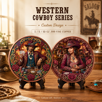 1 ons Koin Koboi Barat Tembaga Murni 999, Relief Tinggi, Dilukis dengan UV, Seperti Bukti Asli, Koleksi Wild West