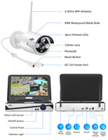 Kit de Monitor LCD de 10 Pulgadas al por Mayor, Sistema de Seguridad con Cámara Wifi para el Hogar, CCTV para Exteriores, Inalámbrico