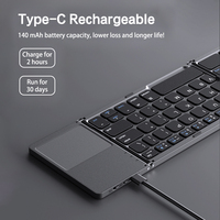 Clavier pliable ultra-fin 3-en-1 rechargeable sans fil avec pavé tactile pour iPad, Android et Windows