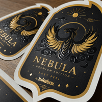 Étiquettes personnalisées, vinyle imperméable, autocollants adhésifs, logo alimentaire, amélioration numérique, impression UV sélective, emballage en feuille d'or