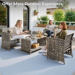 Modern Rattan Outdoor Sofa Set with Waterproof <strong>Cushions</strong> Powder Coated Frame UV-Resistant PE Rattan-4 Pieces <strong>Garden</strong> <strong>Furniture</strong> - Product Image 6