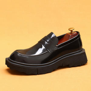 Zapatos casuales de negocios para hombre, de cuero suave, con suela gruesa y tacón elevado - mocasines estilo inglés - Product Image 4