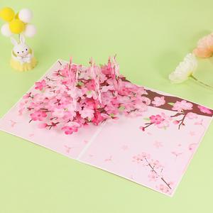 Handgemaakte 3d Pop-Up Perzik Bloesems Sculptuur Kleine Wenskaart Moederdag Valentijnsdag Met Een Dankbare Zegen - Product Image 5